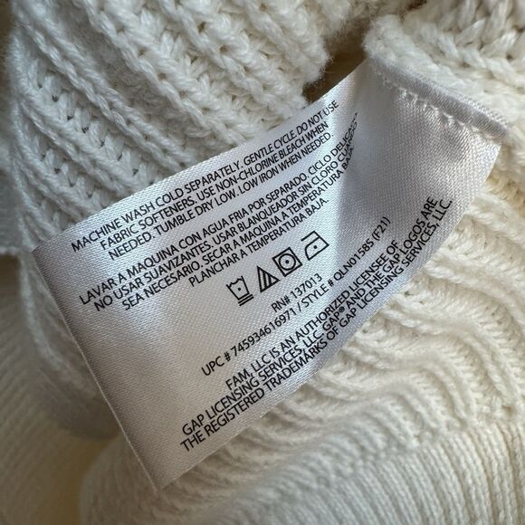 GAP WOMEN'S 100% COTTON CHUNKY SOFT-KNIT CARDIGAN SWEATER LARGE CREAM PREPPY - Picture 4 of 9